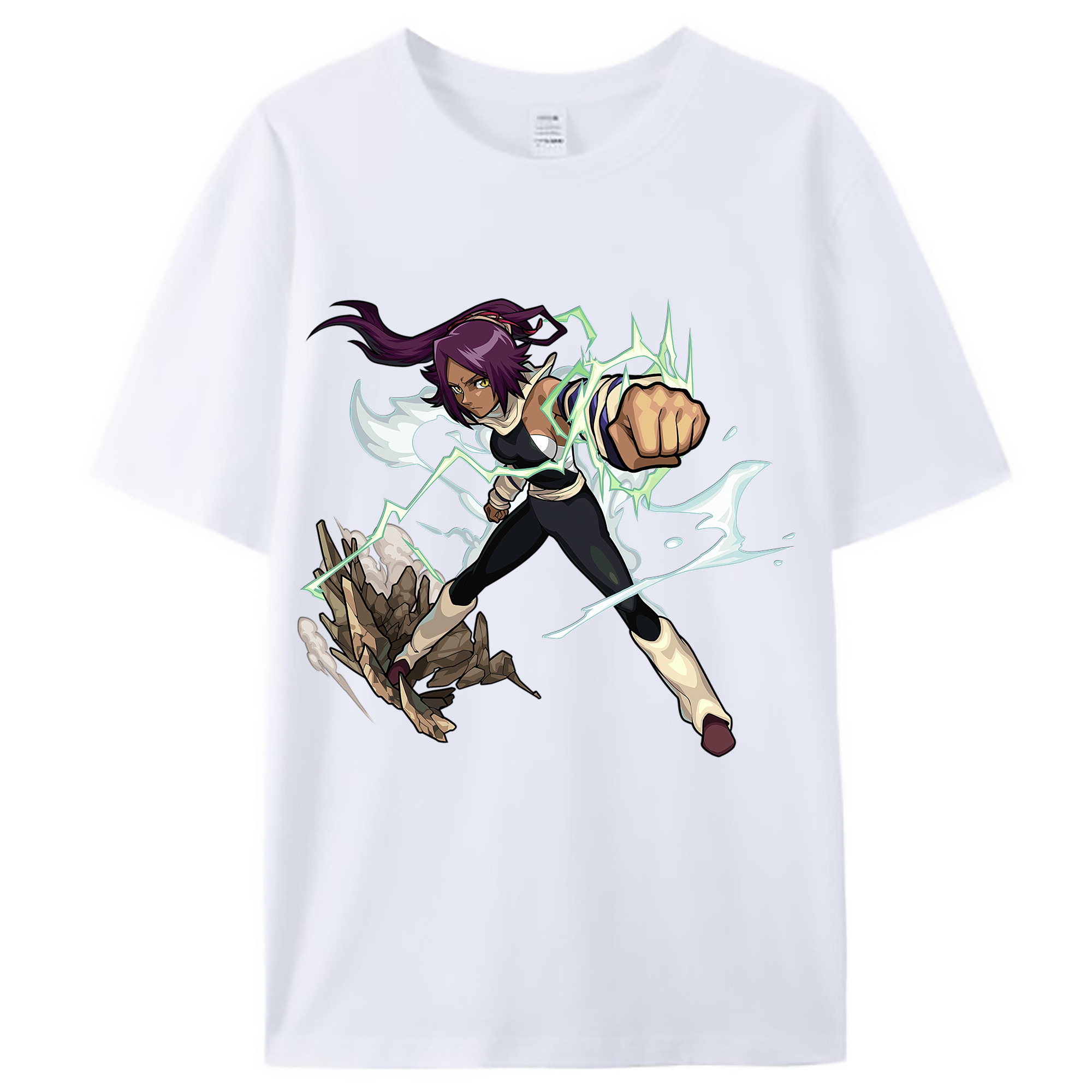 （画像用） ブリーチ 四楓院 夜一（しほういん よるいち） BLEACH Shihouin Yoruichi レディースカジュアルプリントTシャツ（綿100％）