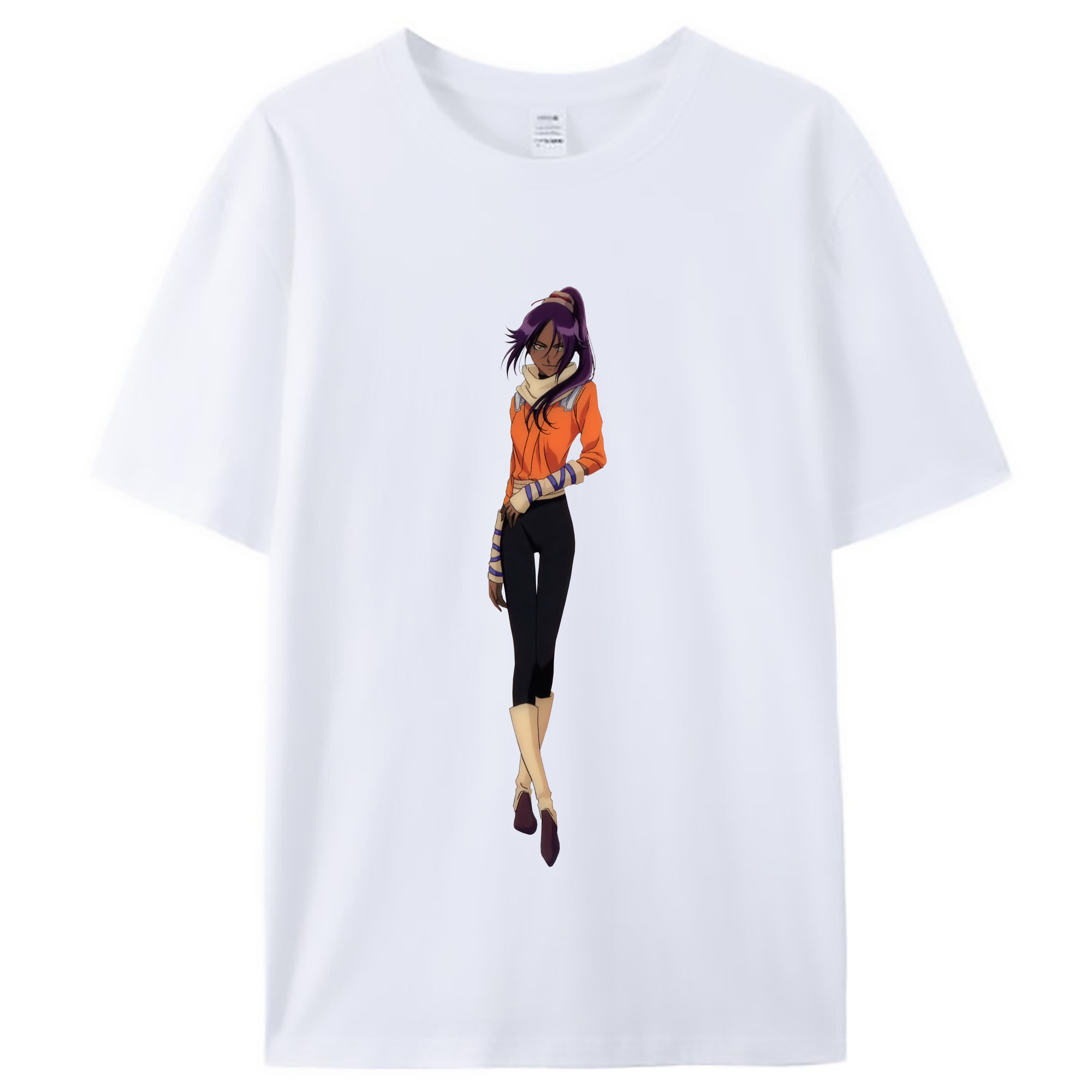 （画像用） ブリーチ 四楓院 夜一（しほういん よるいち） BLEACH Shihouin Yoruichi レディースカジュアルプリントTシャツ（綿100％）