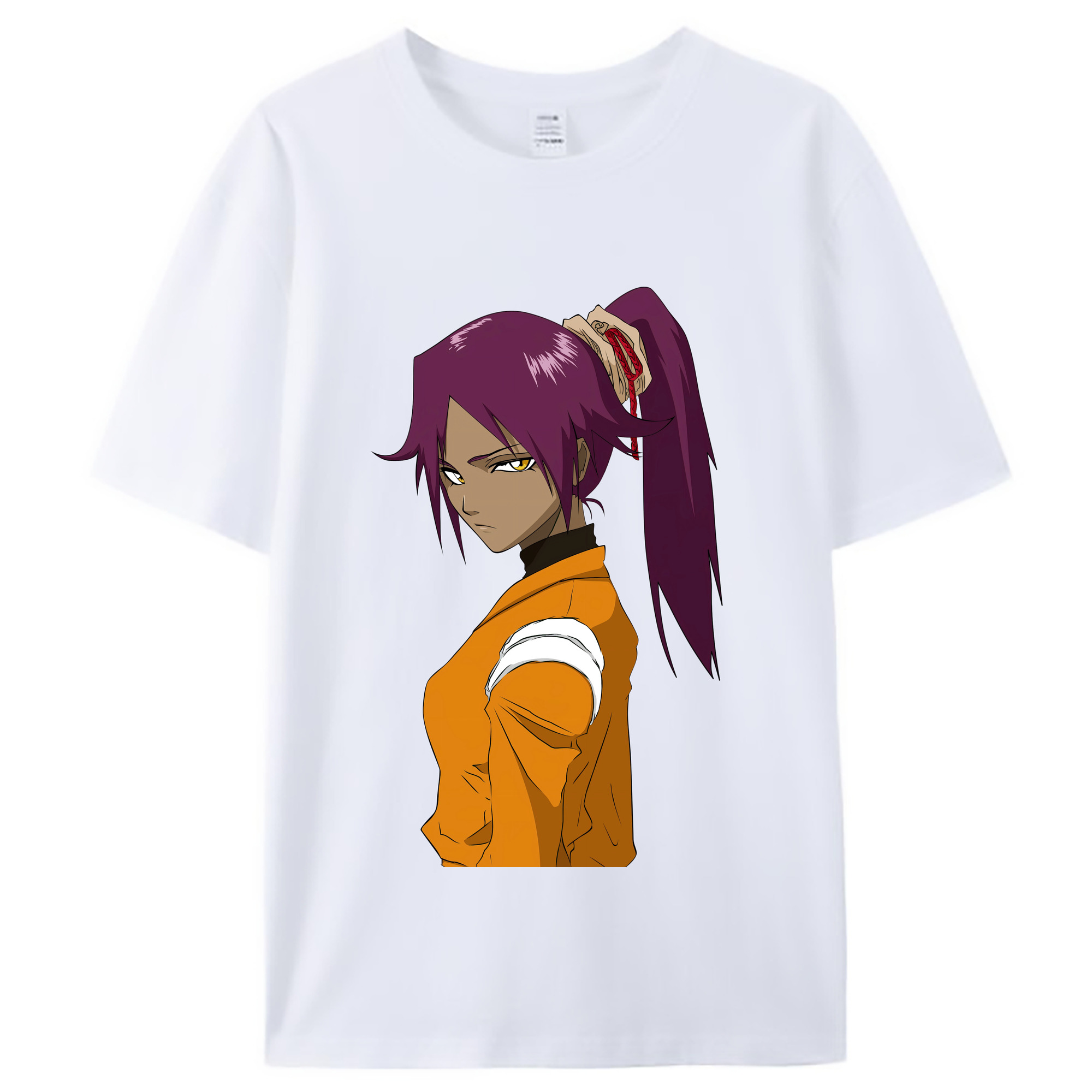 （画像用） ブリーチ 四楓院 夜一（しほういん よるいち） BLEACH Shihouin Yoruichi レディースカジュアルプリントTシャツ（綿100％）