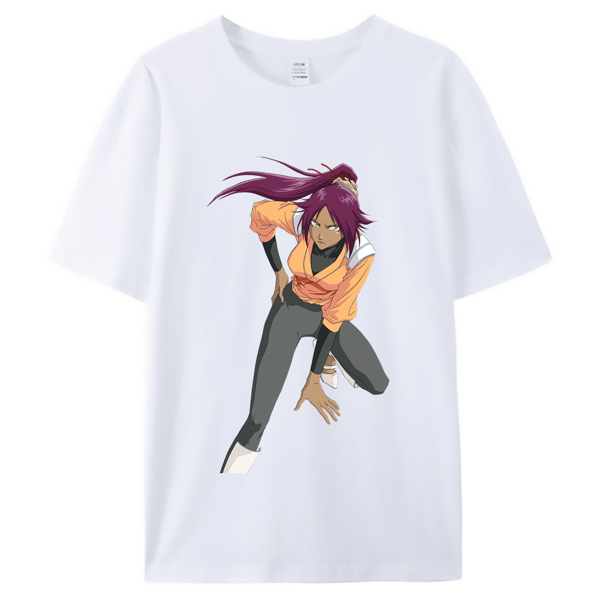 （画像用） ブリーチ 四楓院 夜一（しほういん よるいち） BLEACH Shihouin Yoruichi レディースカジュアルプリントTシャツ（綿100％）