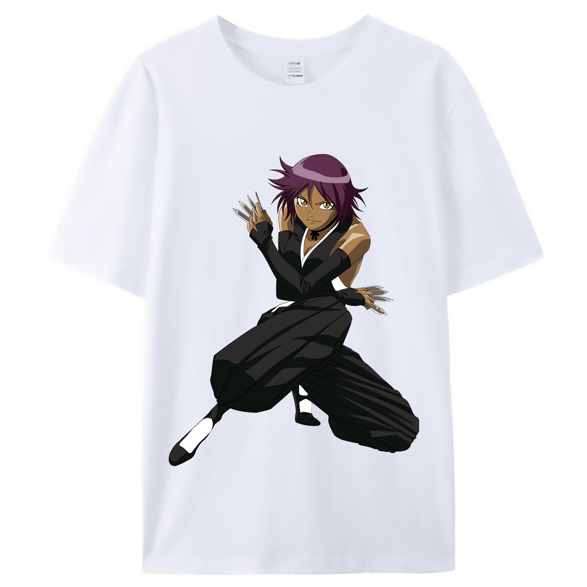 （画像用） ブリーチ 四楓院 夜一（しほういん よるいち） BLEACH Shihouin Yoruichi レディースカジュアルプリントTシャツ（綿100％）