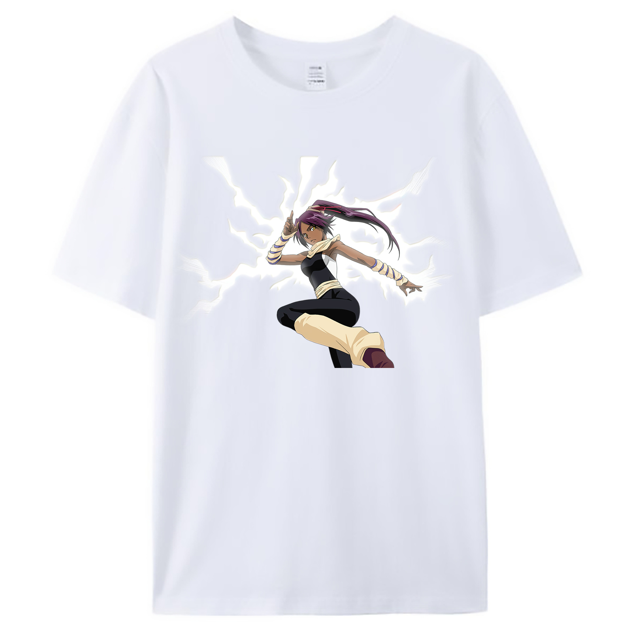 （画像用） ブリーチ 四楓院 夜一（しほういん よるいち） BLEACH Shihouin Yoruichi レディースカジュアルプリントTシャツ（綿100％）