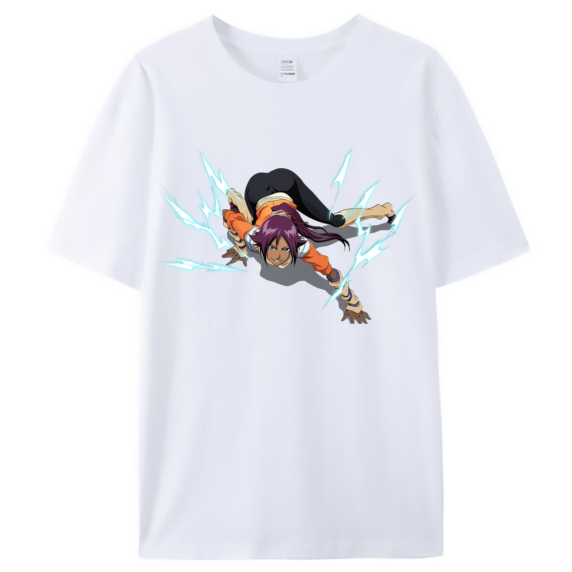 （画像用） ブリーチ 四楓院 夜一（しほういん よるいち） BLEACH Shihouin Yoruichi レディースカジュアルプリントTシャツ（綿100％）