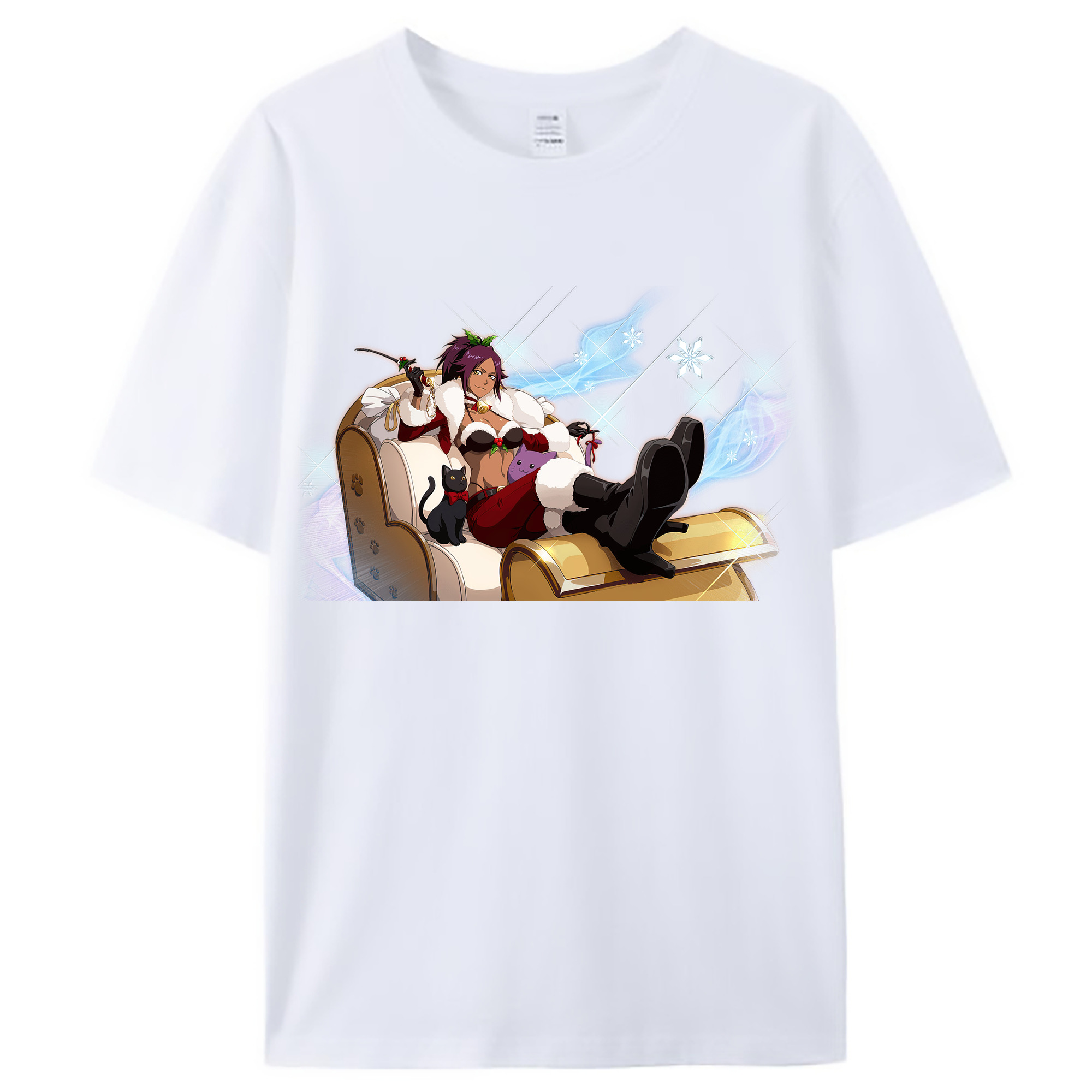 （画像用） ブリーチ 四楓院 夜一（しほういん よるいち） BLEACH Shihouin Yoruichi レディースカジュアルプリントTシャツ（綿100％）