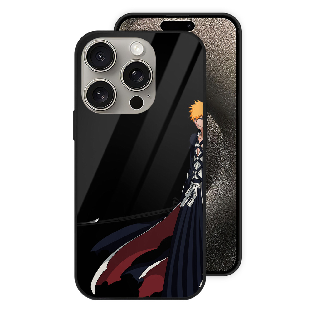 （画像用） ブリーチ 黒崎一護（くろさき いちご）BLEACH Kurosaki Ichigo 【iPhone15Pro対応】スマホケース 耐衝撃＆黄変防止 背面ガラス