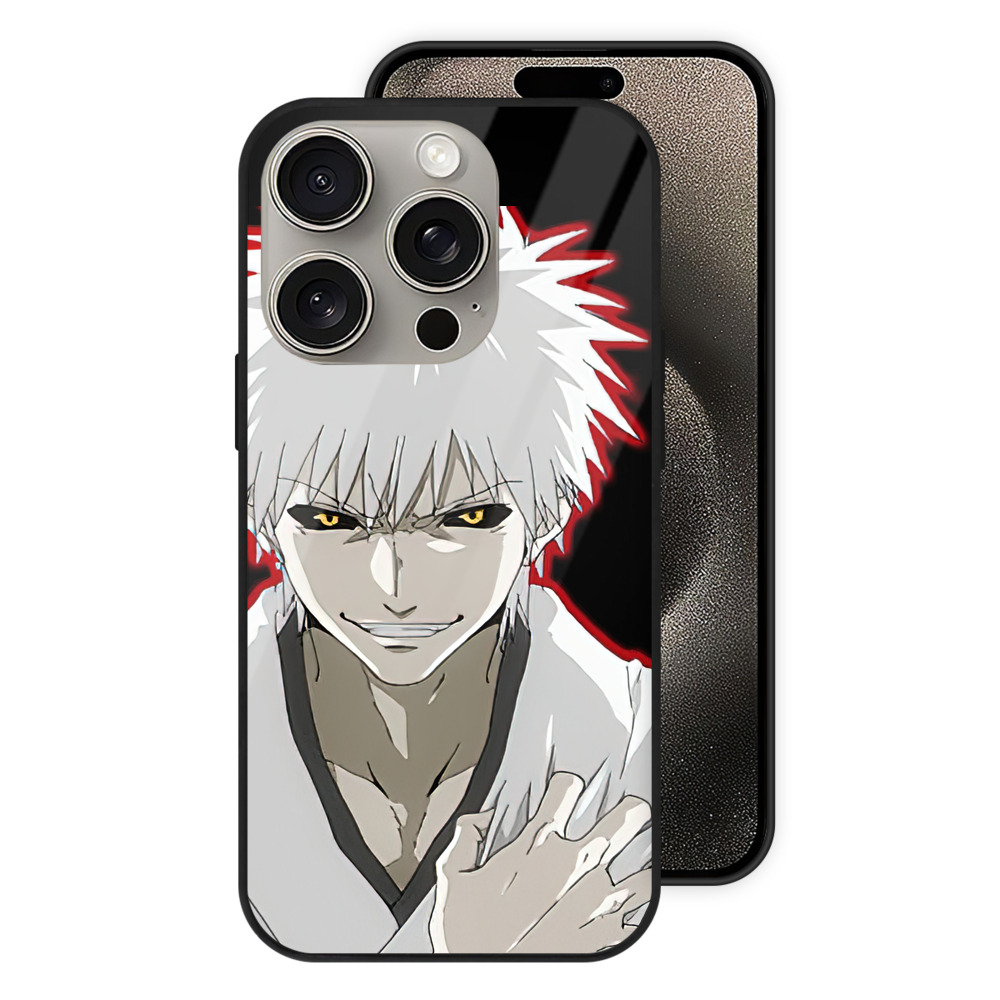 （画像用） ブリーチ 黒崎一護（くろさき いちご）BLEACH Kurosaki Ichigo 【iPhone15Pro対応】スマホケース 耐衝撃＆黄変防止 背面ガラス