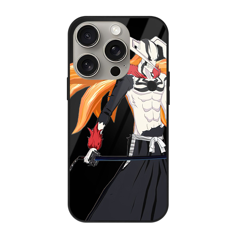 （画像用） ブリーチ 黒崎一護（くろさき いちご）BLEACH Kurosaki Ichigo 【iPhone15Pro対応】スマホケース 耐衝撃＆黄変防止 背面ガラス