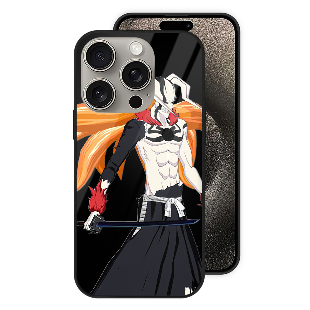 （画像用） ブリーチ 黒崎一護（くろさき いちご）BLEACH Kurosaki Ichigo 【iPhone15Pro対応】スマホケース 耐衝撃＆黄変防止 背面ガラス