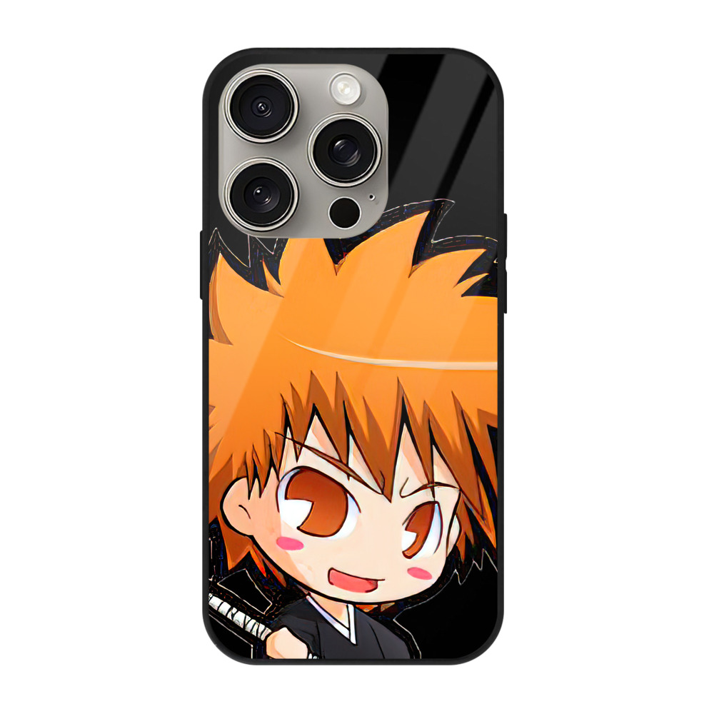 ブリーチ 黒崎一護（くろさき いちご）BLEACH Kurosaki Ichigo 【iPhone15Pro対応】スマホケース 耐衝撃＆黄変防止 背面ガラス