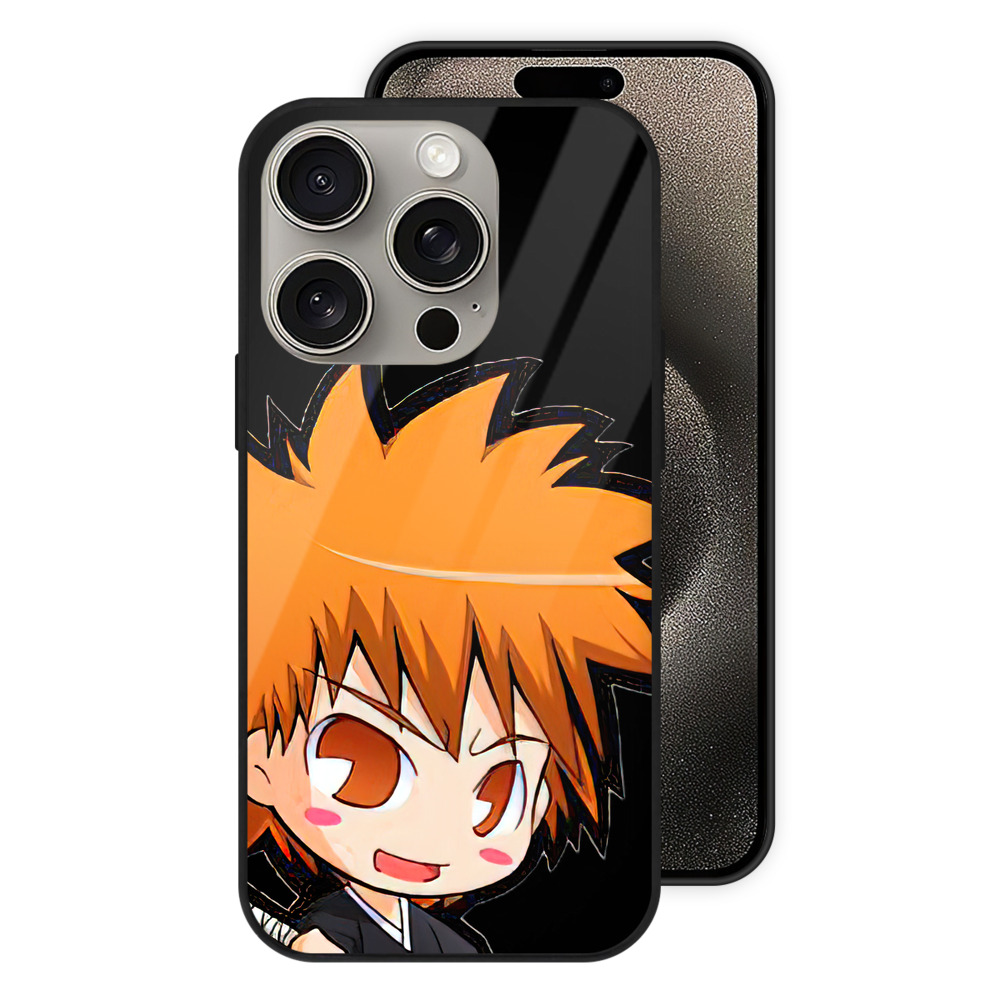 ブリーチ 黒崎一護（くろさき いちご）BLEACH Kurosaki Ichigo 【iPhone15Pro対応】スマホケース 耐衝撃＆黄変防止 背面ガラス