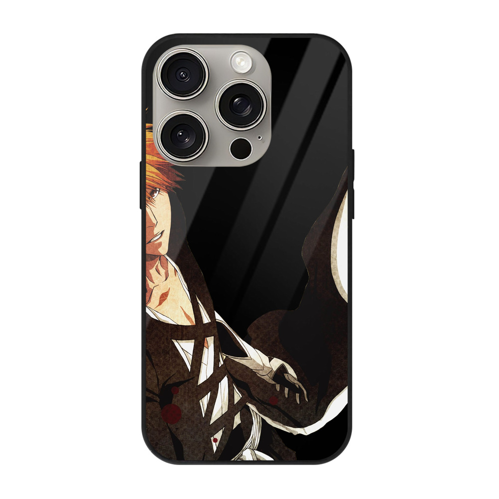 （画像用） ブリーチ 黒崎一護（くろさき いちご）BLEACH Kurosaki Ichigo 【iPhone15Pro対応】スマホケース 耐衝撃＆黄変防止 背面ガラス