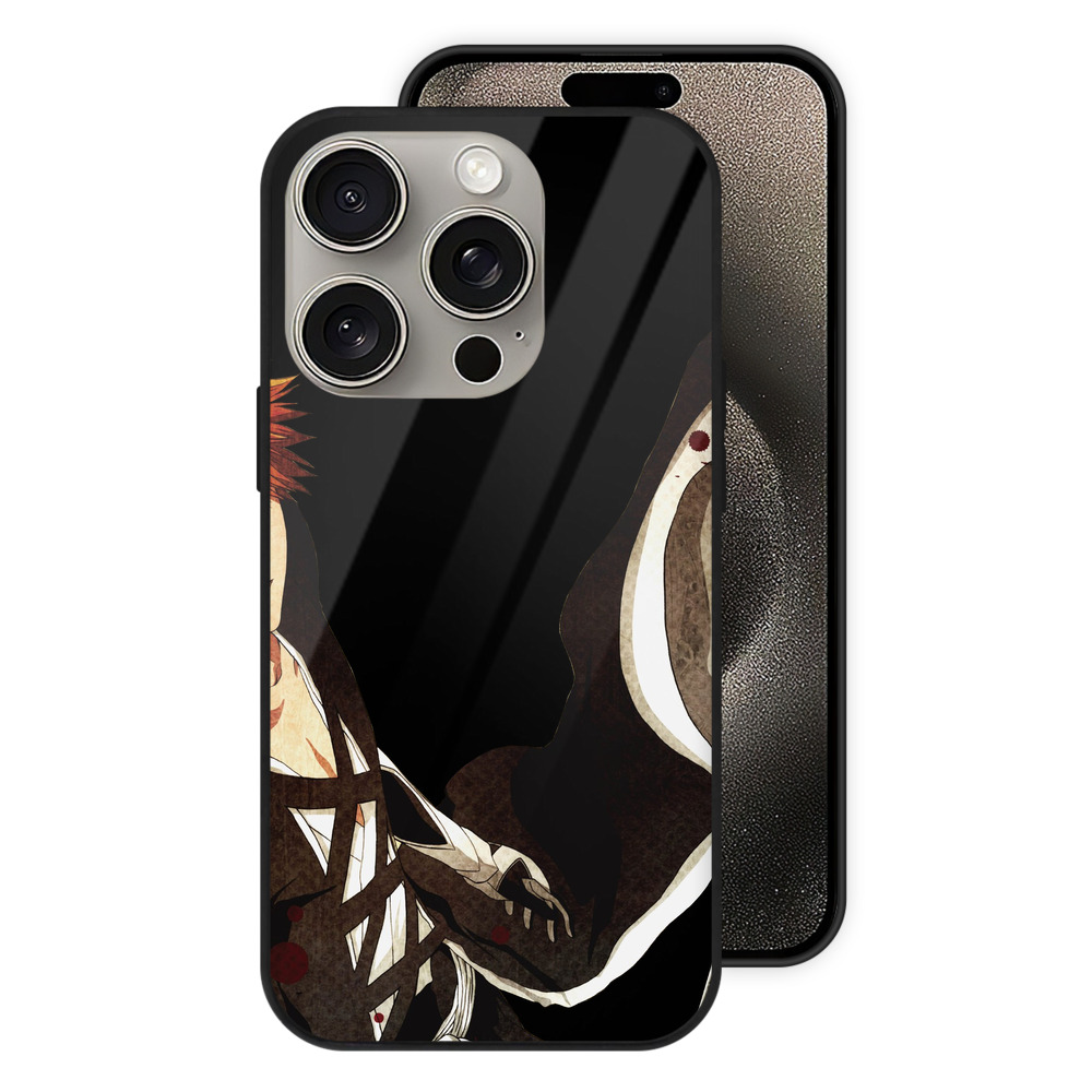 （画像用） ブリーチ 黒崎一護（くろさき いちご）BLEACH Kurosaki Ichigo 【iPhone15Pro対応】スマホケース 耐衝撃＆黄変防止 背面ガラス