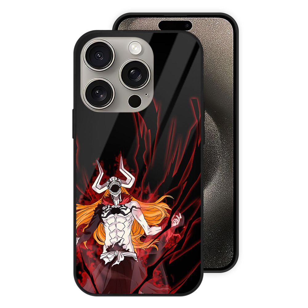 ブリーチ 黒崎一護（くろさき いちご）BLEACH Kurosaki Ichigo 【iPhone15Pro対応】スマホケース 耐衝撃＆黄変防止 背面ガラス