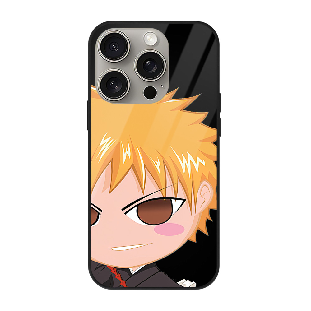 ブリーチ 黒崎一護（くろさき いちご）BLEACH Kurosaki Ichigo 【iPhone15Pro対応】スマホケース 耐衝撃＆黄変防止 背面ガラス