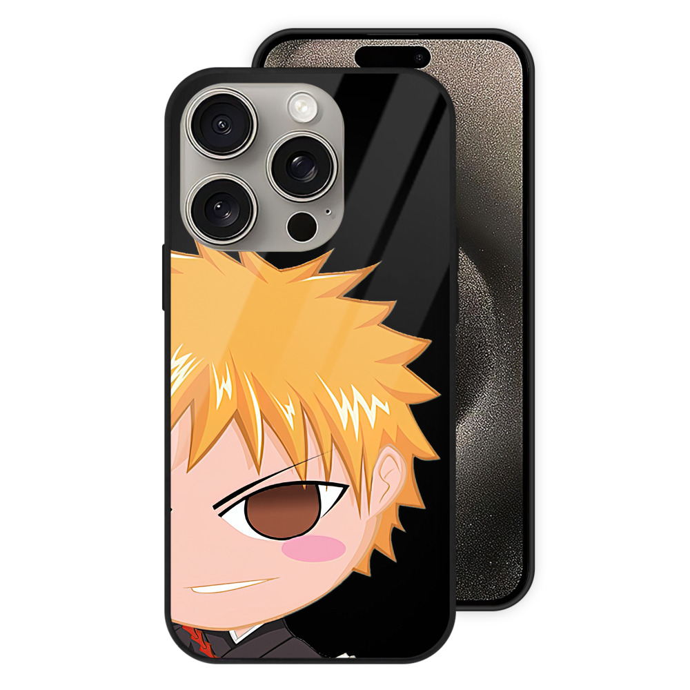 ブリーチ 黒崎一護（くろさき いちご）BLEACH Kurosaki Ichigo 【iPhone15Pro対応】スマホケース 耐衝撃＆黄変防止 背面ガラス