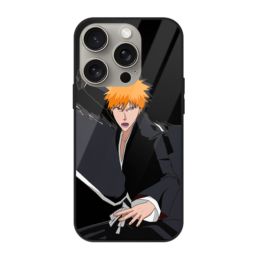（画像用） ブリーチ 黒崎一護（くろさき いちご）BLEACH Kurosaki Ichigo 【iPhone15Pro対応】スマホケース 耐衝撃＆黄変防止 背面ガラス