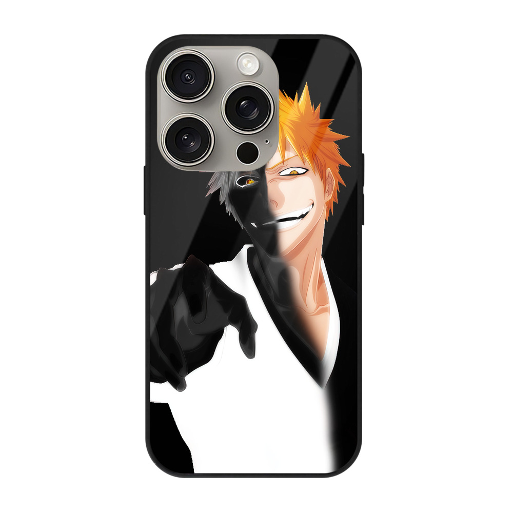 （画像用） ブリーチ 黒崎一護（くろさき いちご）BLEACH Kurosaki Ichigo 【iPhone15Pro対応】スマホケース 耐衝撃＆黄変防止 背面ガラス