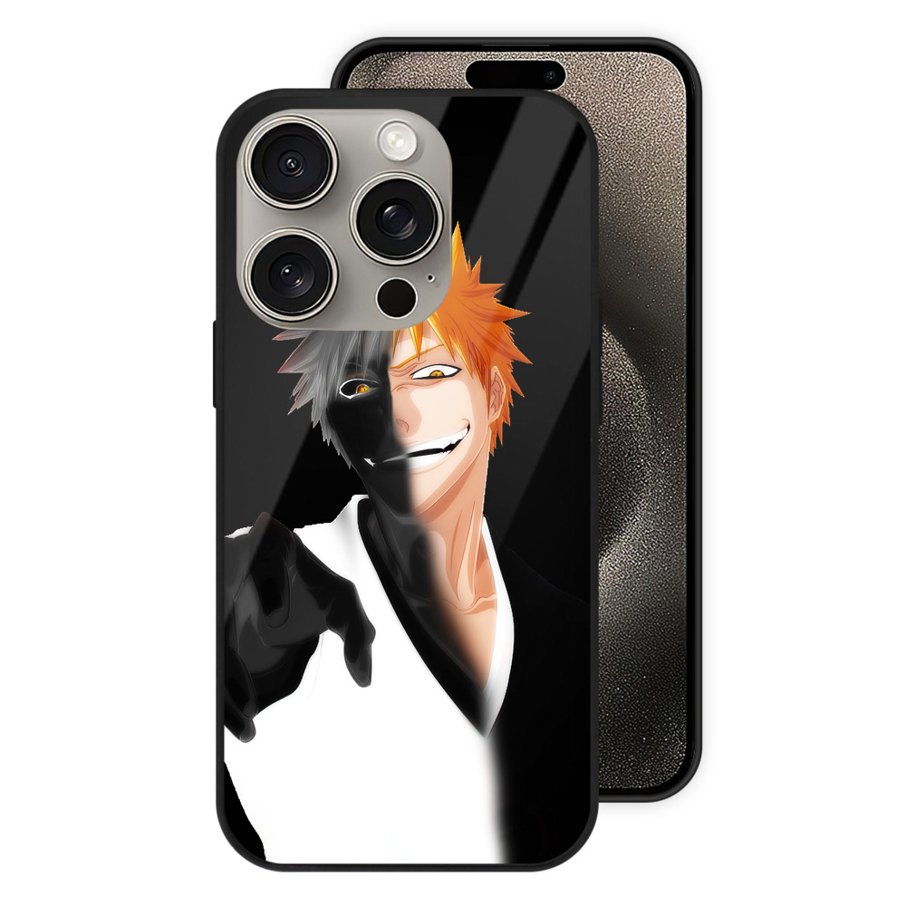 （画像用） ブリーチ 黒崎一護（くろさき いちご）BLEACH Kurosaki Ichigo 【iPhone15Pro対応】スマホケース 耐衝撃＆黄変防止 背面ガラス