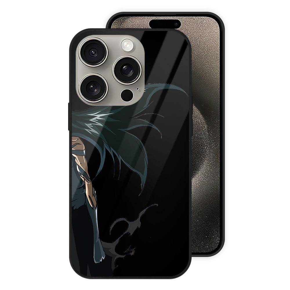 ブリーチ 黒崎一護（くろさき いちご）BLEACH Kurosaki Ichigo 【iPhone15Pro対応】スマホケース 耐衝撃＆黄変防止 背面ガラス