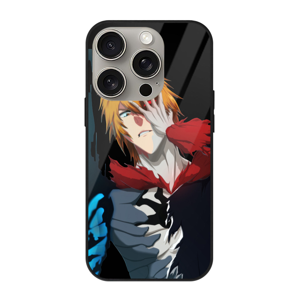 （画像用） ブリーチ 黒崎一護（くろさき いちご）BLEACH Kurosaki Ichigo 【iPhone15Pro対応】スマホケース 耐衝撃＆黄変防止 背面ガラス