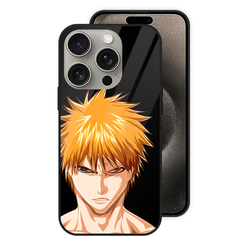 ブリーチ 黒崎一護（くろさき いちご）BLEACH Kurosaki Ichigo 【iPhone15Pro対応】スマホケース 耐衝撃＆黄変防止 背面ガラス