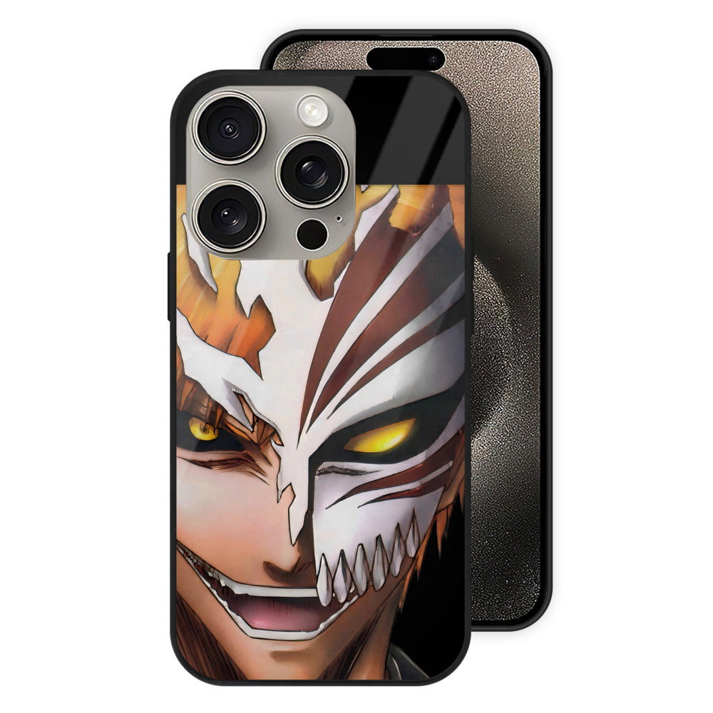 ブリーチ 黒崎一護（くろさき いちご）BLEACH Kurosaki Ichigo 【iPhone15Pro対応】スマホケース 耐衝撃＆黄変防止 背面ガラス