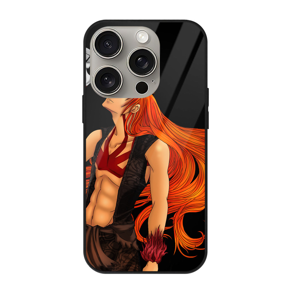 ブリーチ 黒崎一護（くろさき いちご）BLEACH Kurosaki Ichigo 【iPhone15Pro対応】スマホケース 耐衝撃＆黄変防止 背面ガラス