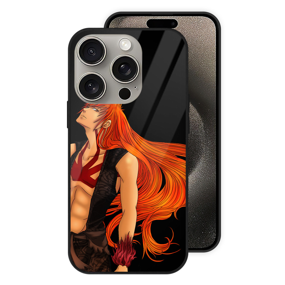 ブリーチ 黒崎一護（くろさき いちご）BLEACH Kurosaki Ichigo 【iPhone15Pro対応】スマホケース 耐衝撃＆黄変防止 背面ガラス