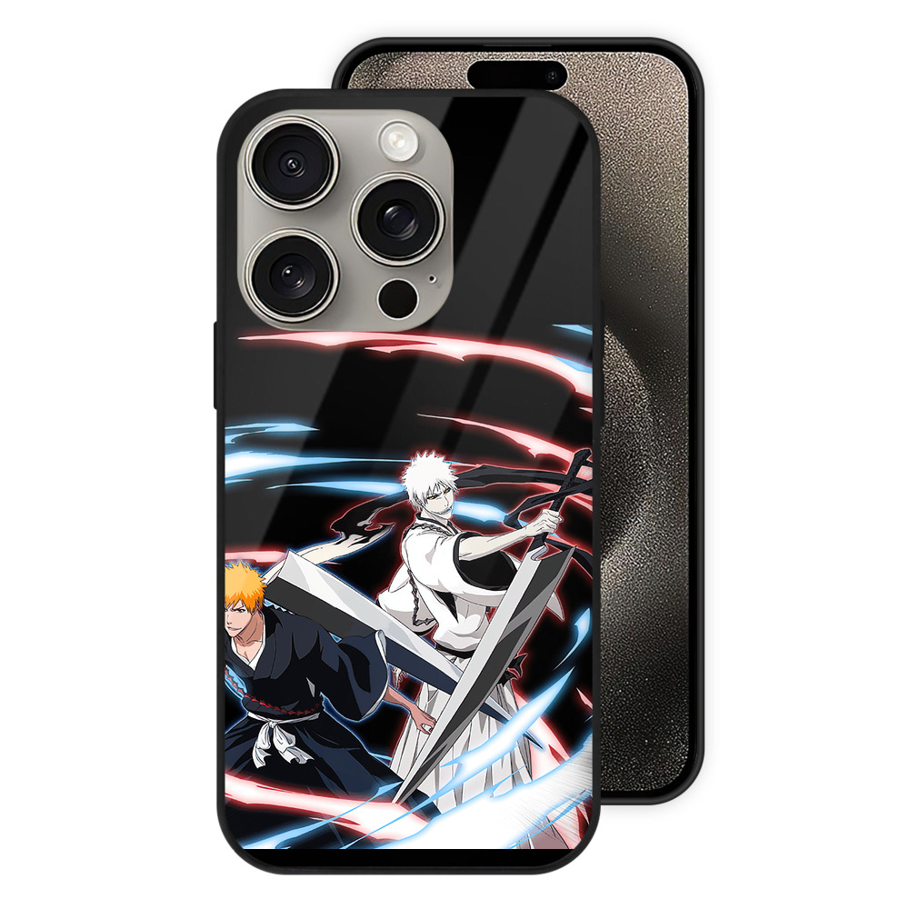 （画像用） ブリーチ 黒崎一護（くろさき いちご）BLEACH Kurosaki Ichigo 【iPhone15Pro対応】スマホケース 耐衝撃＆黄変防止 背面ガラス