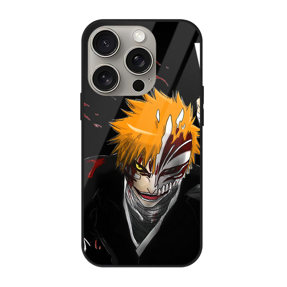 ブリーチ 黒崎一護（くろさき いちご）BLEACH Kurosaki Ichigo 【iPhone15Pro対応】スマホケース 耐衝撃＆黄変防止 背面ガラス