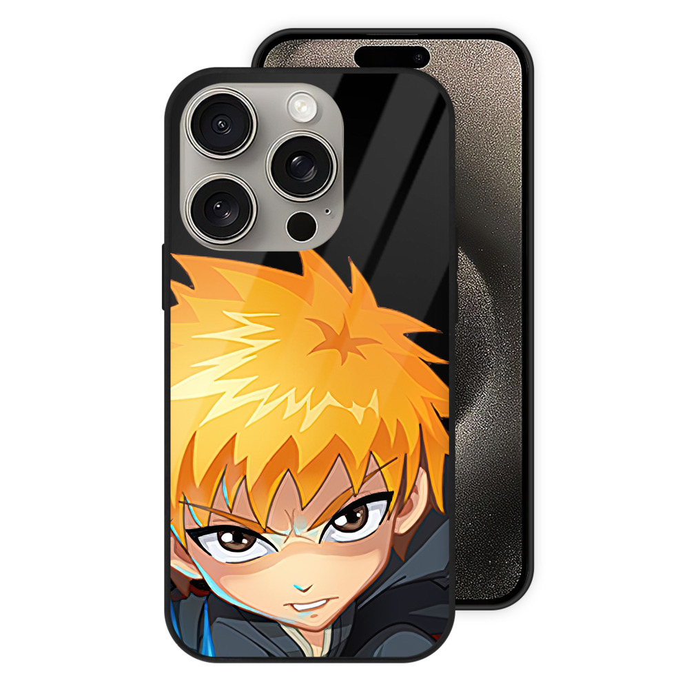 ブリーチ 黒崎一護（くろさき いちご）BLEACH Kurosaki Ichigo 【iPhone15Pro対応】スマホケース 耐衝撃＆黄変防止 背面ガラス