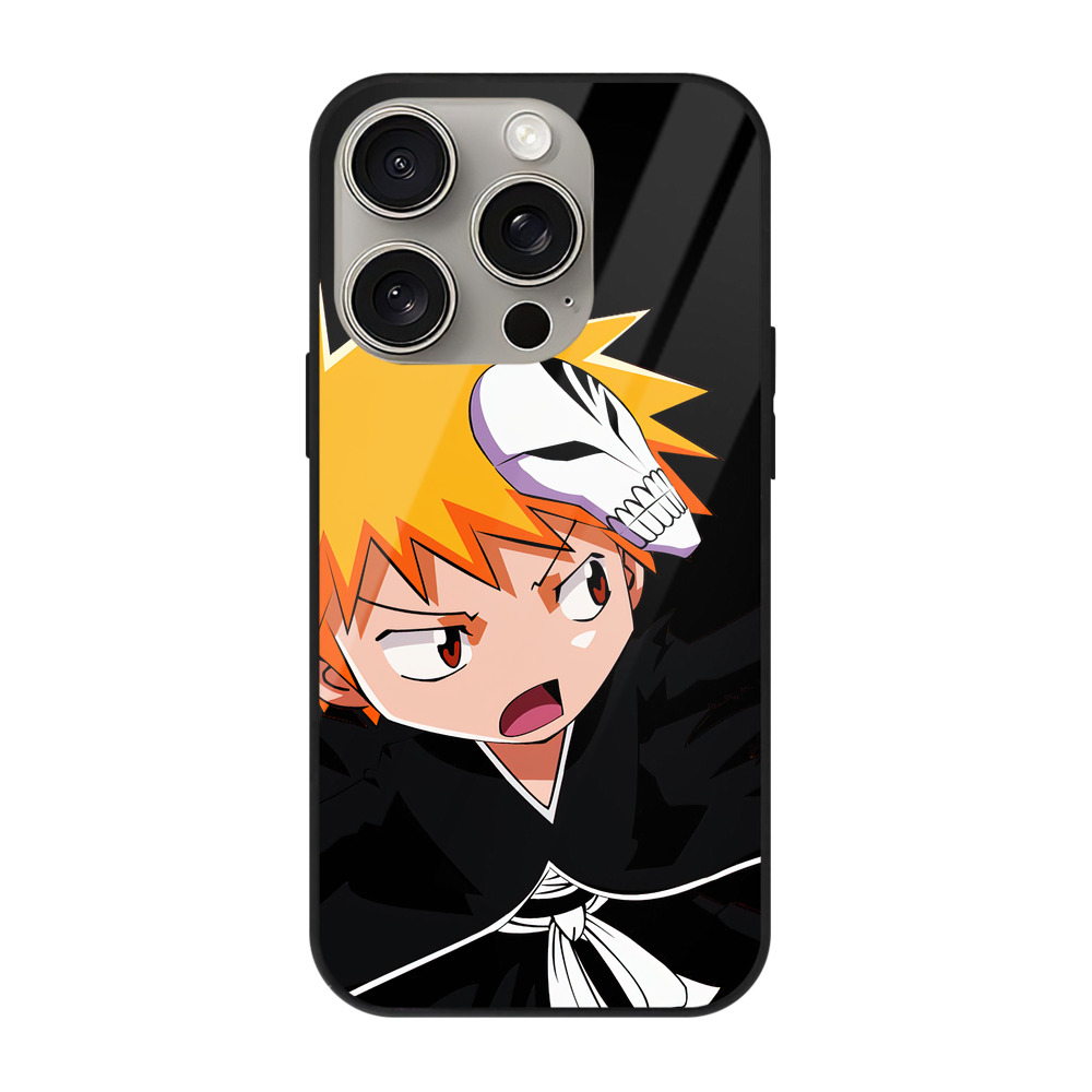 ブリーチ 黒崎一護（くろさき いちご）BLEACH Kurosaki Ichigo 【iPhone15Pro対応】スマホケース 耐衝撃＆黄変防止 背面ガラス