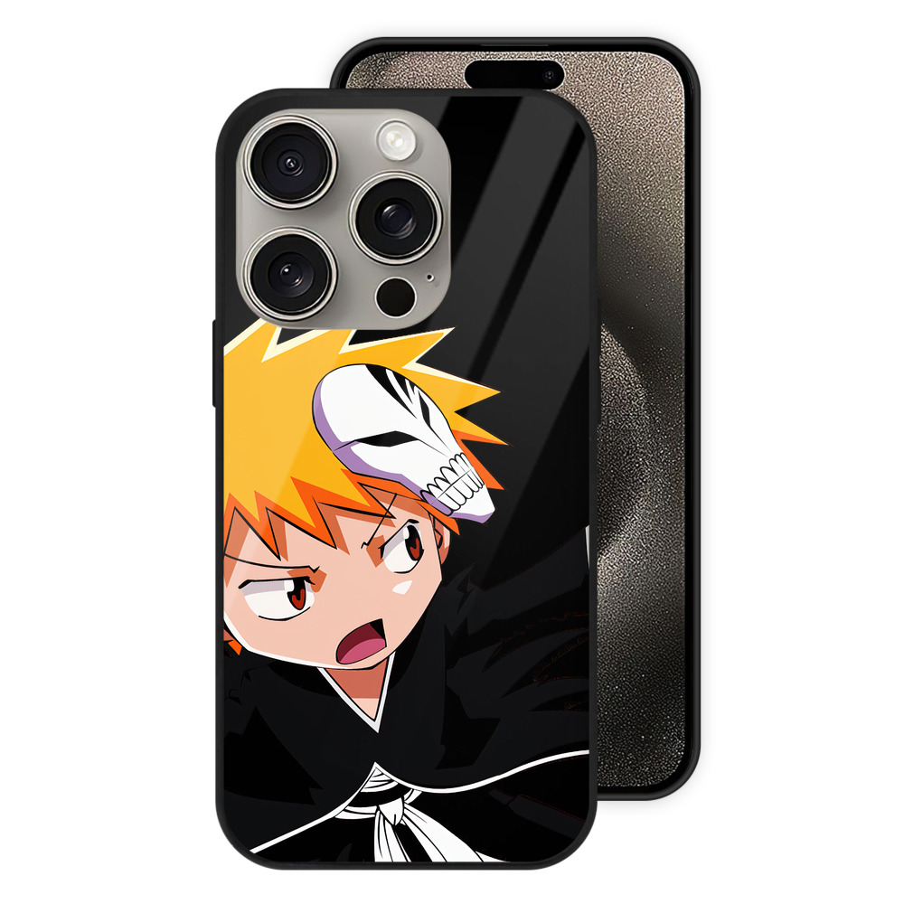 ブリーチ 黒崎一護（くろさき いちご）BLEACH Kurosaki Ichigo 【iPhone15Pro対応】スマホケース 耐衝撃＆黄変防止 背面ガラス