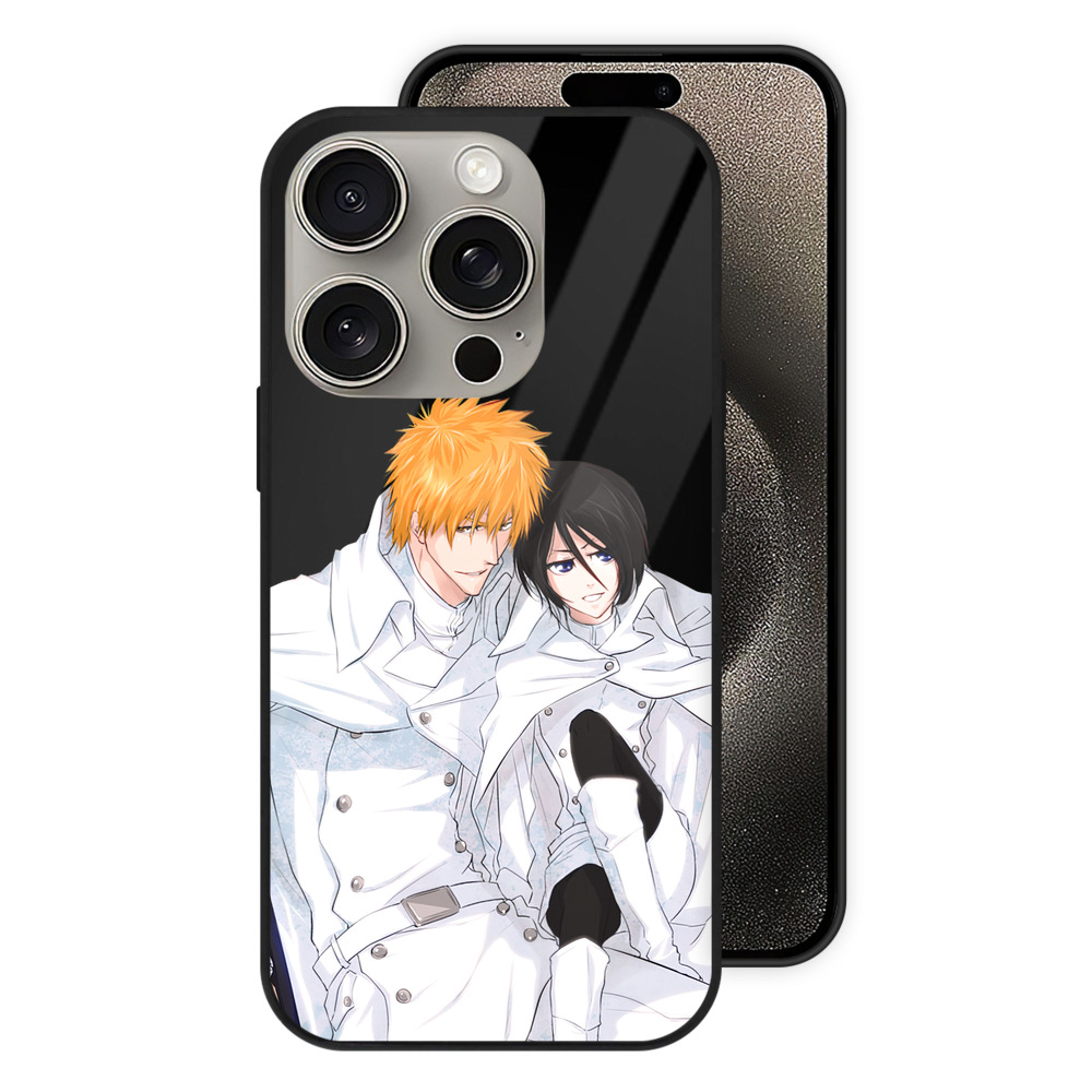 ブリーチ 黒崎一護（くろさき いちご）BLEACH Kurosaki Ichigo 【iPhone15Pro対応】スマホケース 耐衝撃＆黄変防止 背面ガラス