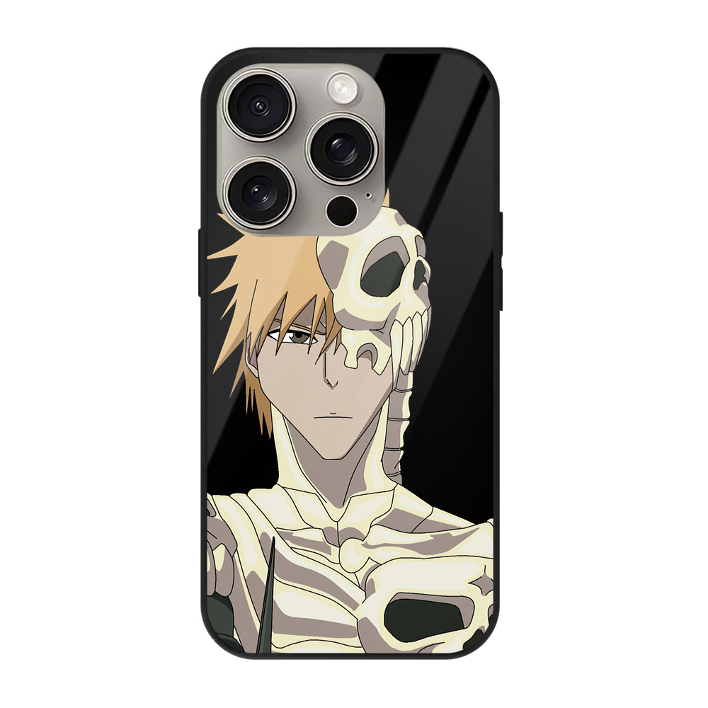 ブリーチ 黒崎一護（くろさき いちご）BLEACH Kurosaki Ichigo 【iPhone15Pro対応】スマホケース 耐衝撃＆黄変防止 背面ガラス