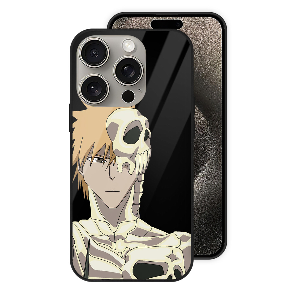 ブリーチ 黒崎一護（くろさき いちご）BLEACH Kurosaki Ichigo 【iPhone15Pro対応】スマホケース 耐衝撃＆黄変防止 背面ガラス