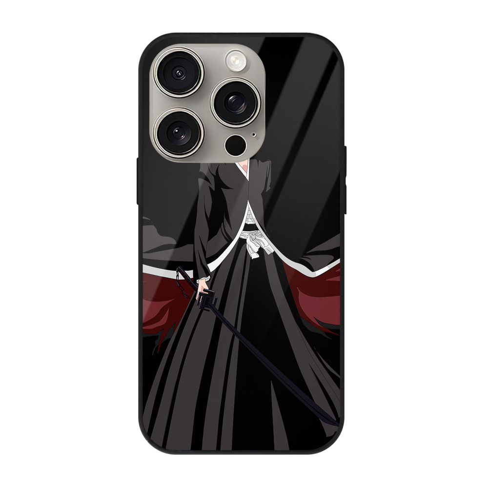 ブリーチ 黒崎一護（くろさき いちご）BLEACH Kurosaki Ichigo 【iPhone15Pro対応】スマホケース 耐衝撃＆黄変防止 背面ガラス