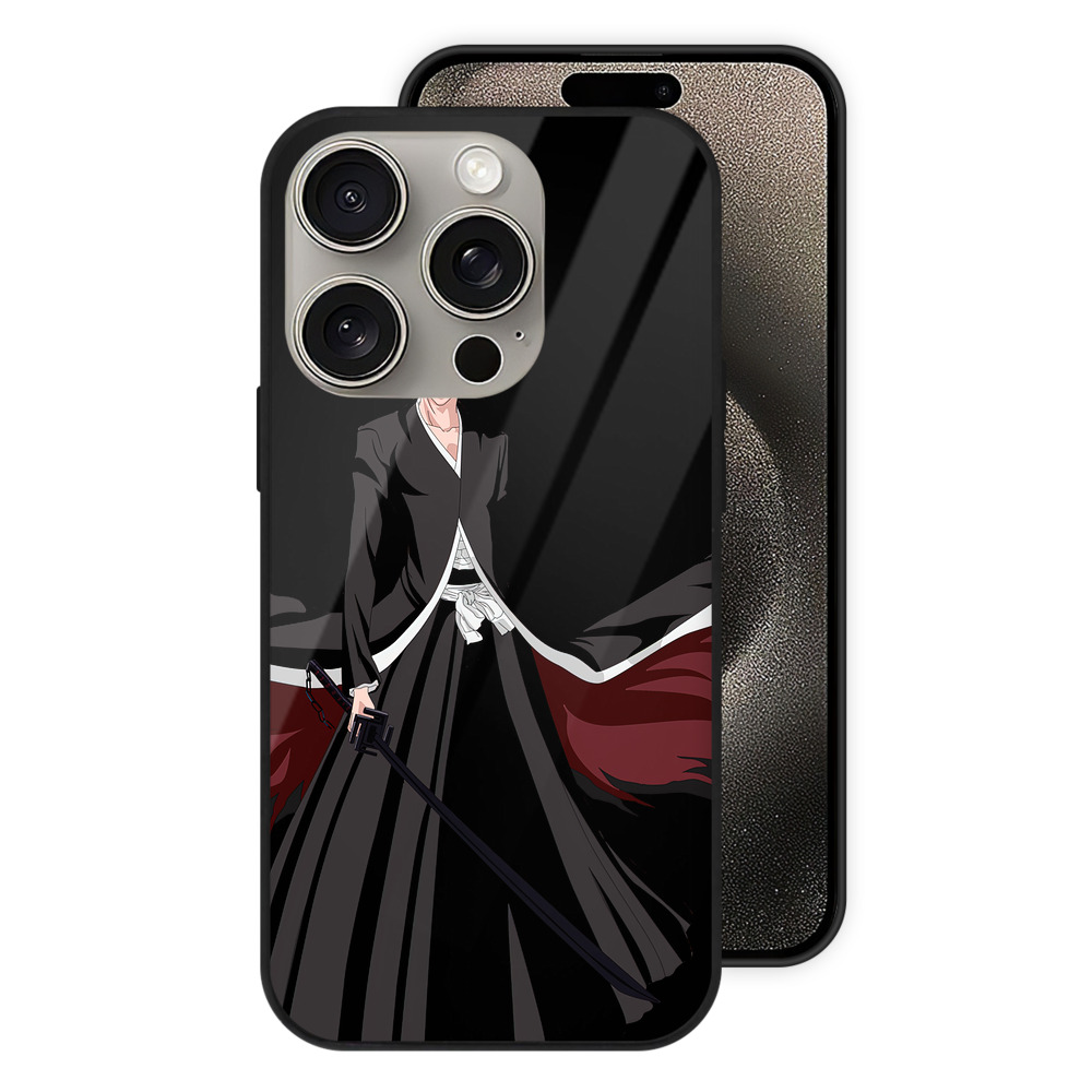 ブリーチ 黒崎一護（くろさき いちご）BLEACH Kurosaki Ichigo 【iPhone15Pro対応】スマホケース 耐衝撃＆黄変防止 背面ガラス