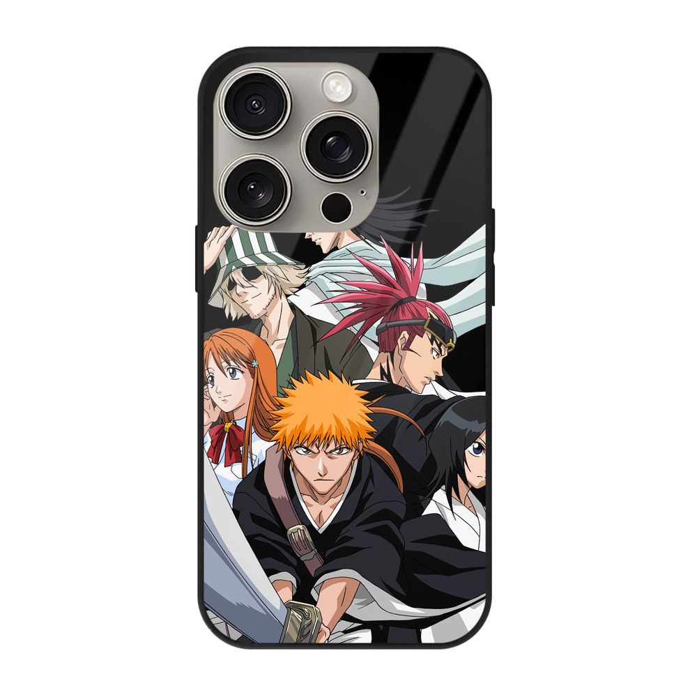 ブリーチ 黒崎一護（くろさき いちご）BLEACH Kurosaki Ichigo 【iPhone15Pro対応】スマホケース 耐衝撃＆黄変防止 背面ガラス