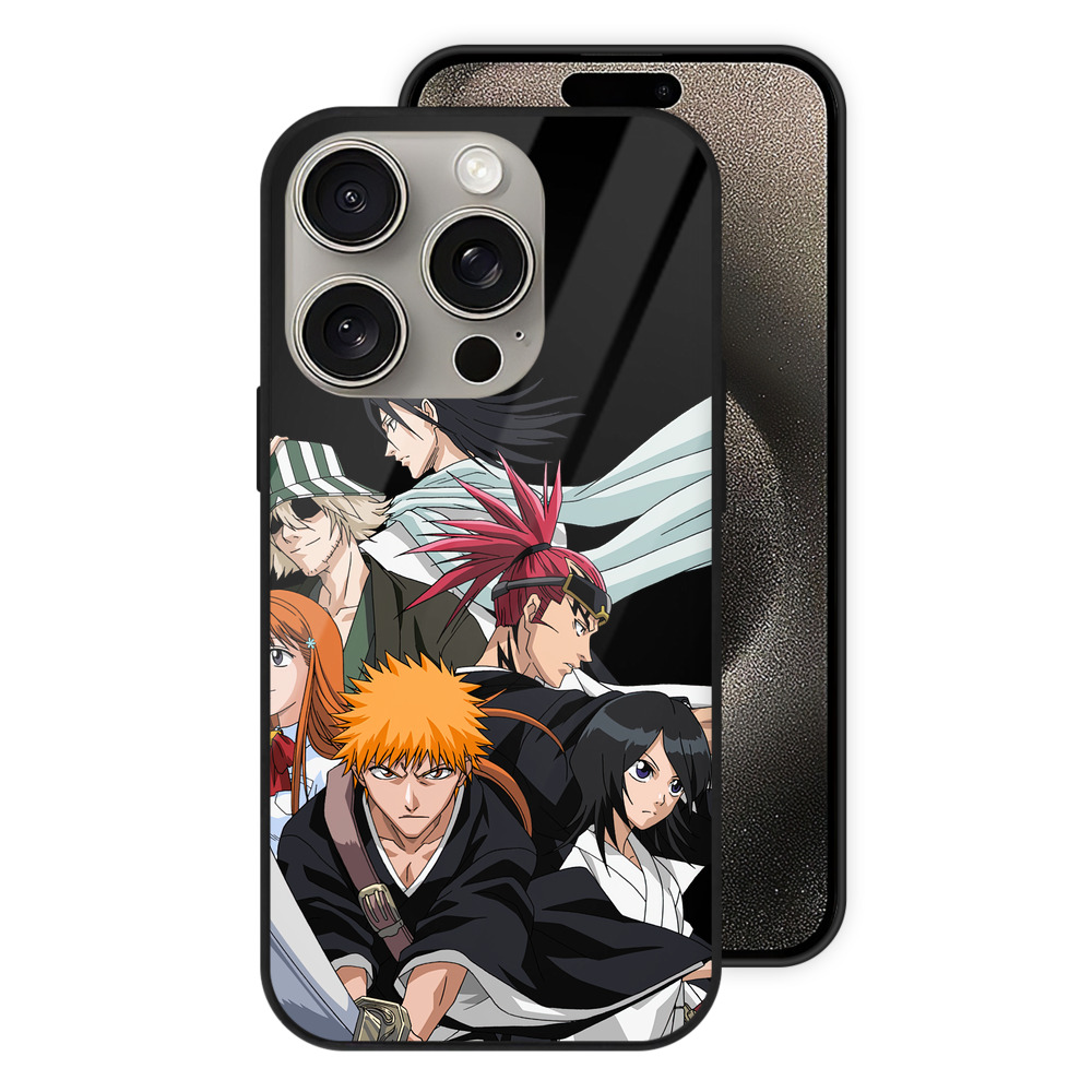 ブリーチ 黒崎一護（くろさき いちご）BLEACH Kurosaki Ichigo 【iPhone15Pro対応】スマホケース 耐衝撃＆黄変防止 背面ガラス