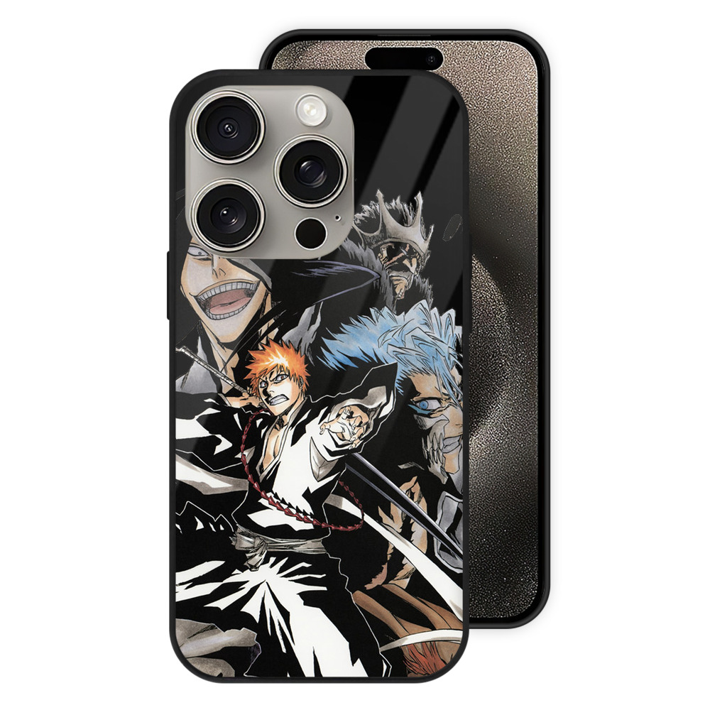 ブリーチ 黒崎一護（くろさき いちご）BLEACH Kurosaki Ichigo 【iPhone15Pro対応】スマホケース 耐衝撃＆黄変防止 背面ガラス