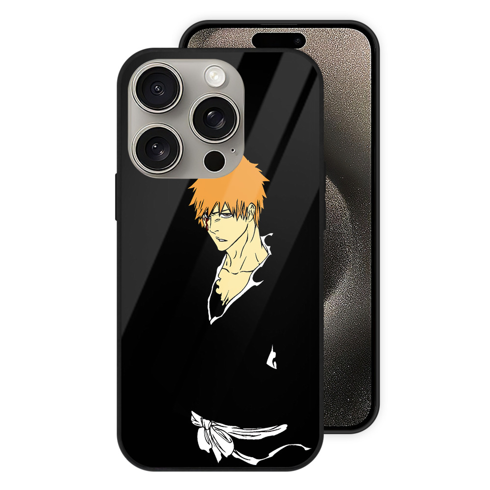 ブリーチ 黒崎一護（くろさき いちご）BLEACH Kurosaki Ichigo 【iPhone15Pro対応】スマホケース 耐衝撃＆黄変防止 背面ガラス