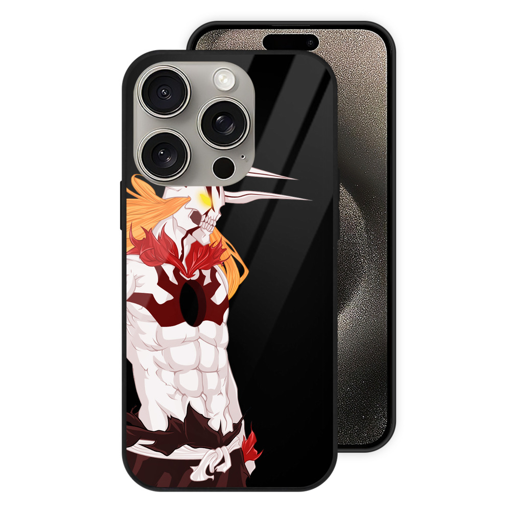 ブリーチ 黒崎一護（くろさき いちご）BLEACH Kurosaki Ichigo 【iPhone15Pro対応】スマホケース 耐衝撃＆黄変防止 背面ガラス