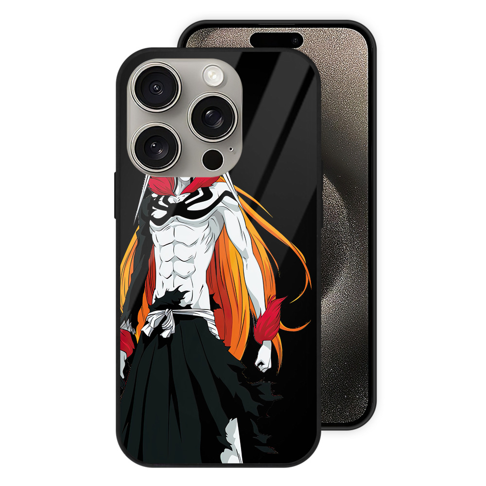 ブリーチ 黒崎一護（くろさき いちご）BLEACH Kurosaki Ichigo 【iPhone15Pro対応】スマホケース 耐衝撃＆黄変防止 背面ガラス