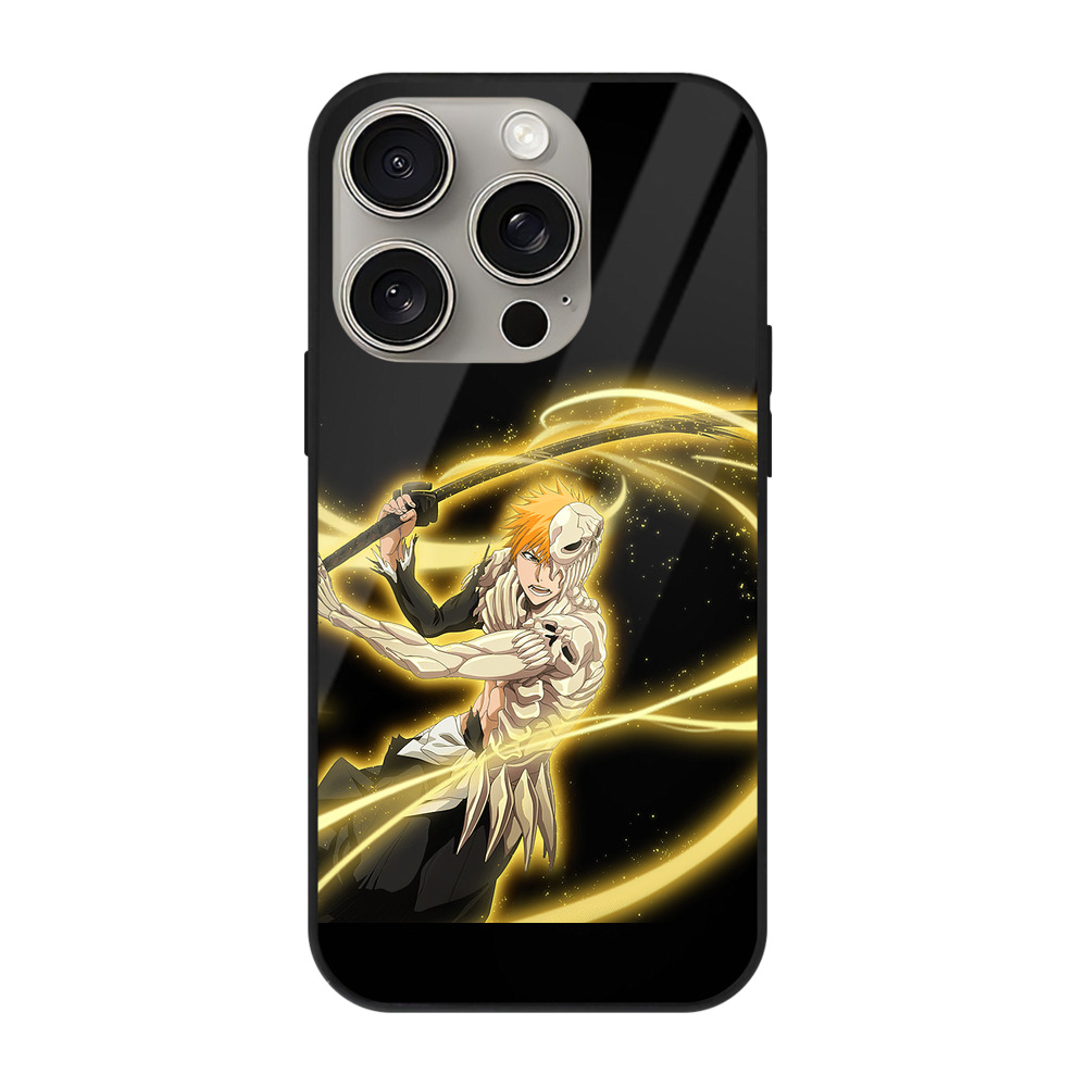 （画像用） ブリーチ 黒崎一護（くろさき いちご）BLEACH Kurosaki Ichigo 【iPhone15Pro対応】スマホケース 耐衝撃＆黄変防止 背面ガラス