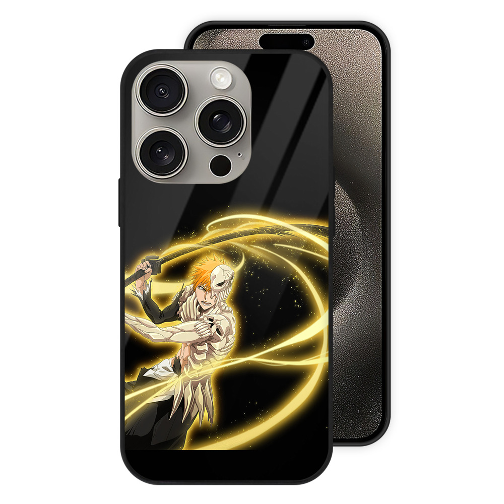 （画像用） ブリーチ 黒崎一護（くろさき いちご）BLEACH Kurosaki Ichigo 【iPhone15Pro対応】スマホケース 耐衝撃＆黄変防止 背面ガラス