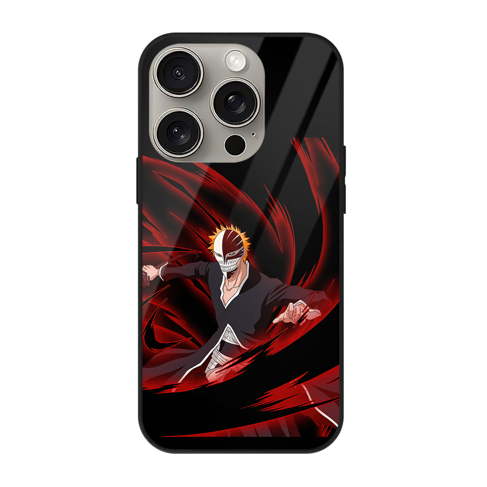 ブリーチ 黒崎一護（くろさき いちご）BLEACH Kurosaki Ichigo 【iPhone15Pro対応】スマホケース 耐衝撃＆黄変防止 背面ガラス