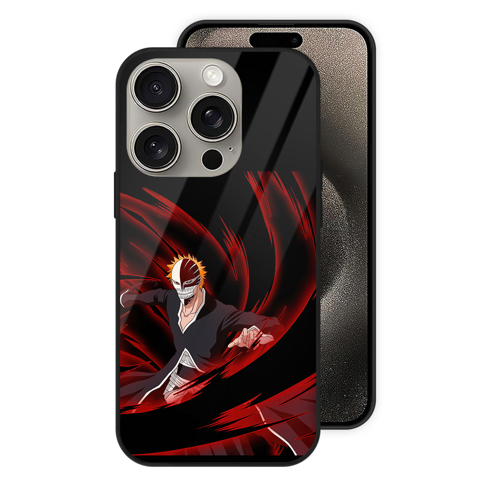 ブリーチ 黒崎一護（くろさき いちご）BLEACH Kurosaki Ichigo 【iPhone15Pro対応】スマホケース 耐衝撃＆黄変防止 背面ガラス