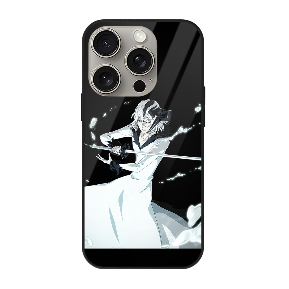 ブリーチ 黒崎一護（くろさき いちご）BLEACH Kurosaki Ichigo 【iPhone15Pro対応】スマホケース 耐衝撃＆黄変防止 背面ガラス