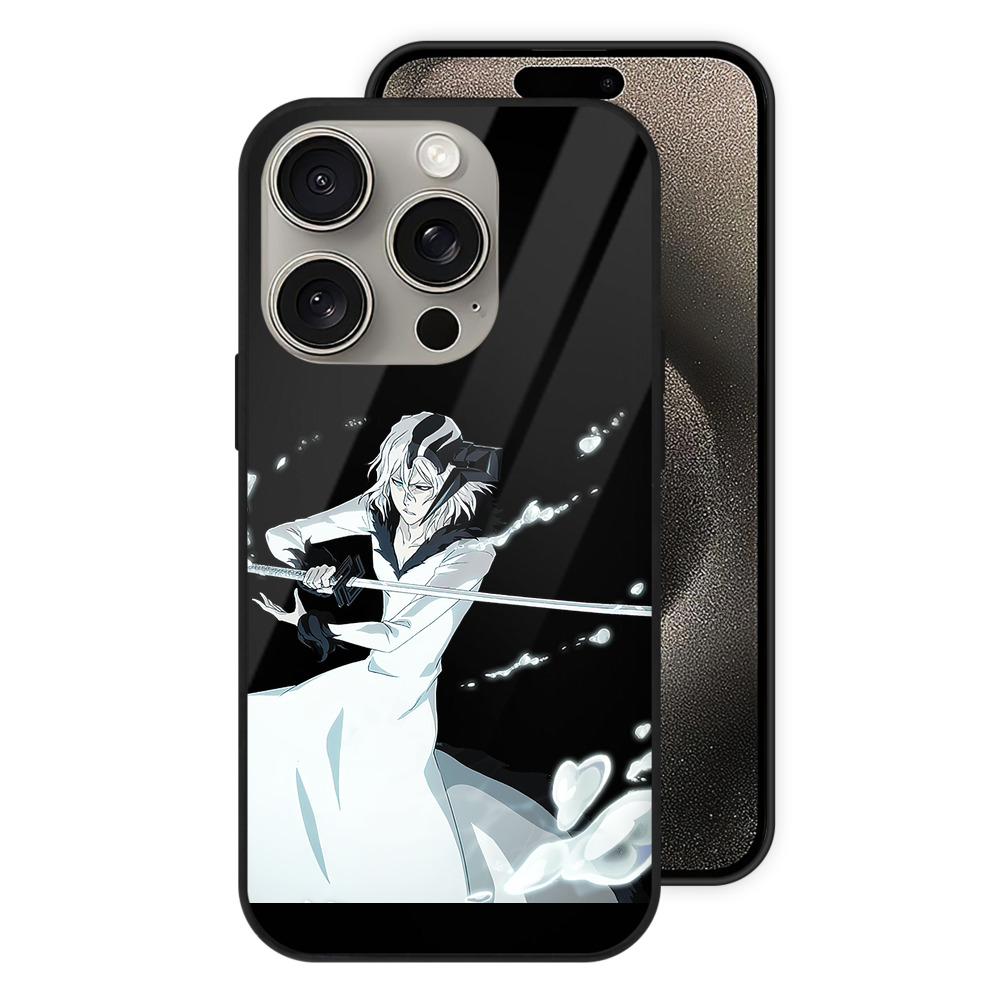 ブリーチ 黒崎一護（くろさき いちご）BLEACH Kurosaki Ichigo 【iPhone15Pro対応】スマホケース 耐衝撃＆黄変防止 背面ガラス